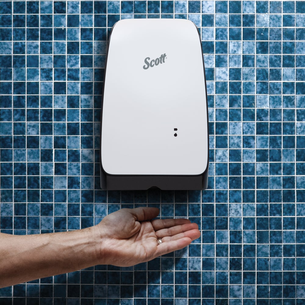 Distributrice automatique de savon à mains de grande capacité Scott® Pro™ (32499), distribution sans contact, blanche, capacité de 1,2 L, 18,52 cm x 29,69 cm x 10,16 cm (7,29 po x 11,69 po x 4,0 po) (qté 1) - 32499