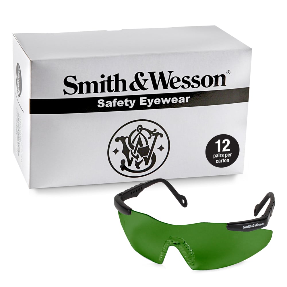 Smith & Wesson® Safety Glasses (19792), Magnum 3G Safety Eyewear, IRUV Shade 3.0 Lenses with Black Frame, 12 Units / Case - 19792