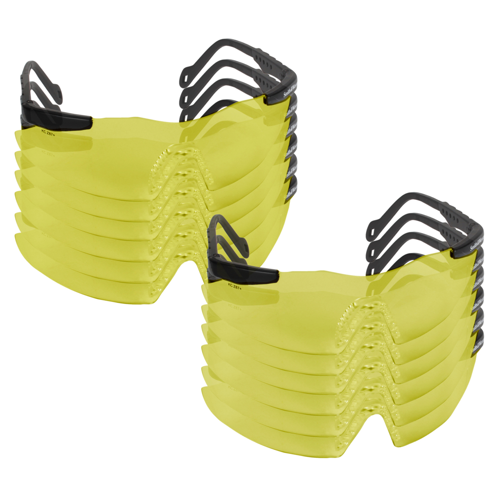 Smith & Wesson® Magnum® 3G Safety Glasses (19826), Amber (Yellow) Lenses, Black Frame, Unisex for Men and Women (Qty 12) - 19826