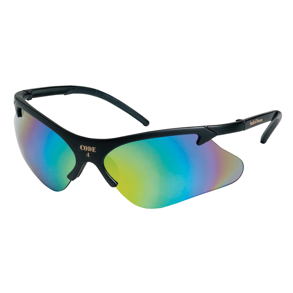 Smith & Wesson® Code 4 Safety Glasses (19834), Black Frame, Mirror Lens (Safety Sunglasses), 12 Pairs / Case - 19834