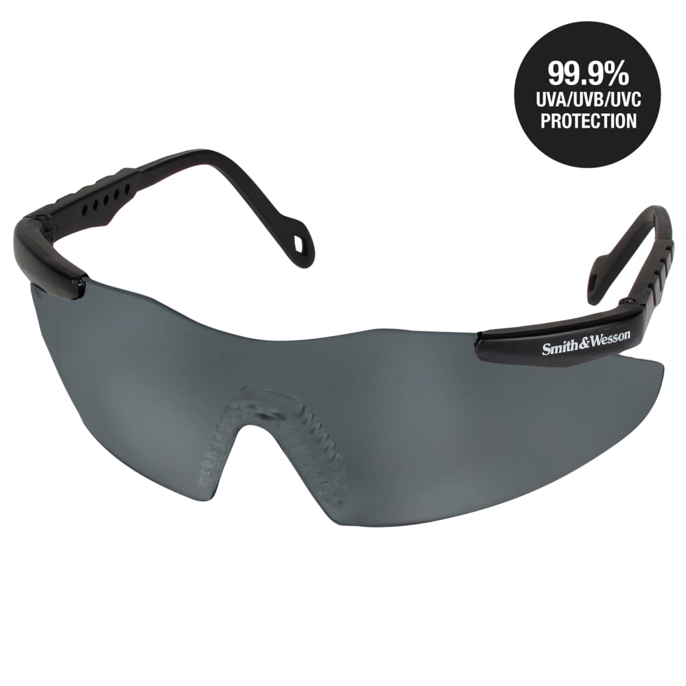 Smith & Wesson® Safety Glasses (19955), Magnum 3G Safety Eyewear, Smoke Anti-Fog Lenses with Black Frame, 12 Units / Case - 19955