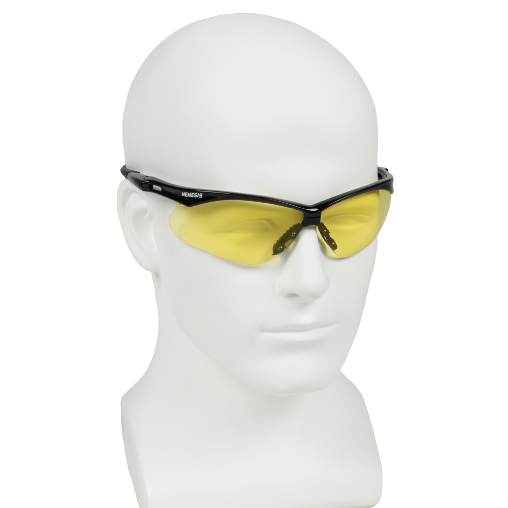 KleenGuard™ Nemesis™ CSA Safety Glasses (25673), Amber (Yellow) Lenses, Black Frame, CSA Certified, Unisex for Men and Women (Qty 12) - 25673