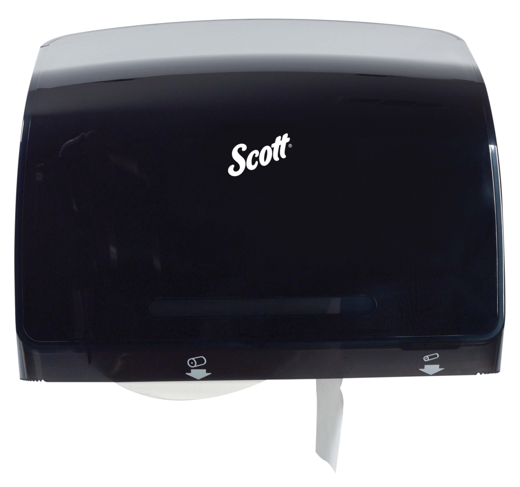 Distributrice de papier hygiénique en rouleau géant sans mandrin Scott (34831), 14,13 po x 13,39 po x 5,87 po, fumée/noire - 34831