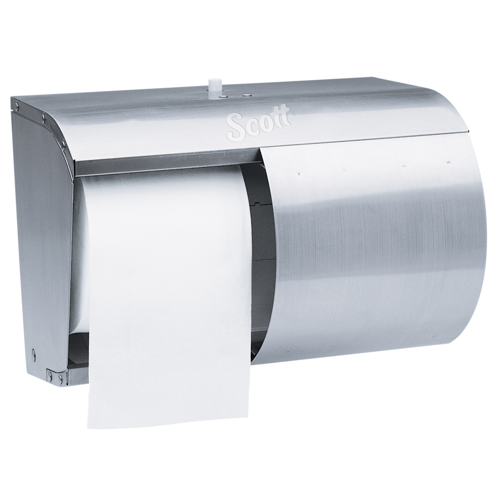 Scott® Pro™ Coreless Standard Roll Toilet Paper Dispenser (09606), 2 Roll Capacity, Stainless Steel, 10.13" x 7.13" x 6.38" (Qty 1) - 09606