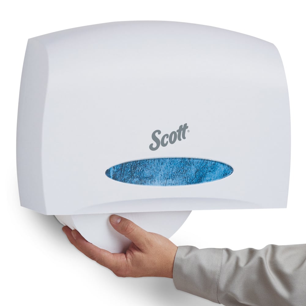 Scott® Essential™ Coreless Jumbo Roll Toilet Paper Dispenser (09603), White, 14.25" x 9.75" x 6.00" (Qty 1) - 09603