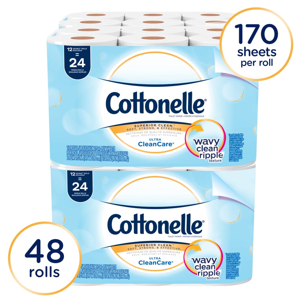 Cottonelle® Professional Standard Roll Toilet Paper (12456), White (170 Sheets/Roll, 48 Rolls/Case, 4 Packs of 12 Rolls, 8,160 Sheets/Case) - 12456