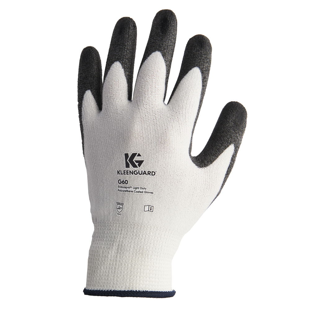 KleenGuard™ G60 Level 3 Economy Cut Resistant Gloves (38690), Black & White, Medium, 12 Pairs / Bag, 1 Bag - 38690