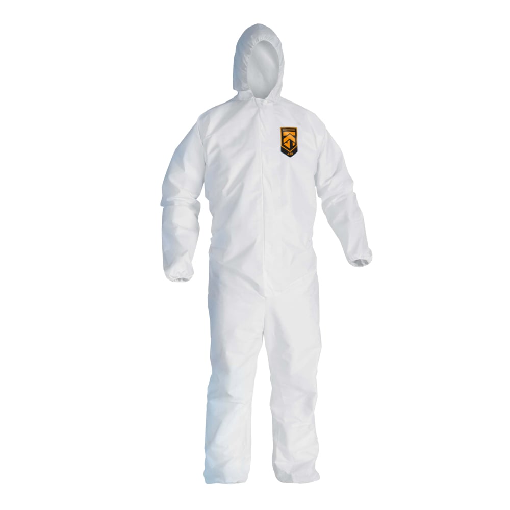 KleenGuard™ A20 Breathable Particle Protection Coveralls (41170), Zipper Front, Elastic Back, Wrists, Ankles & Hood, White, Reflex Design, 2XL (Qty 24) - 41170