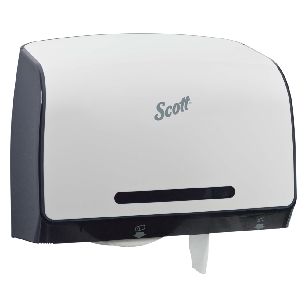 Scott® Pro Coreless Jumbo Roll Toilet Paper Dispenser (34832), White, 14.13" x 10.39" x 5.87" (Qty 1) - 34832