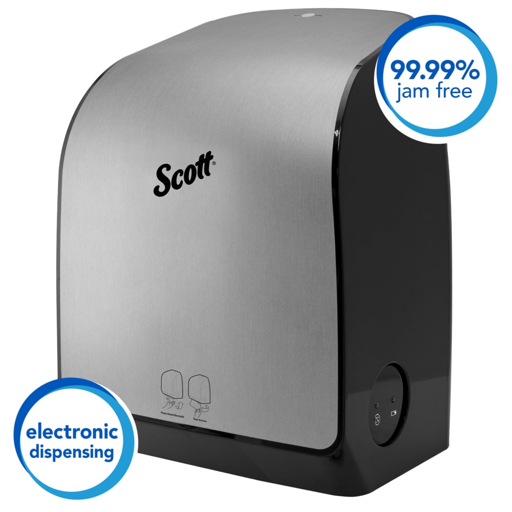 Scott® Pro Automatic Hard Roll Towel Dispenser (35609), Stainless, for Blue Core Scott® Pro Roll Towels, 12.66" x 16.44" x 9.18" (Qty 1) - 35609