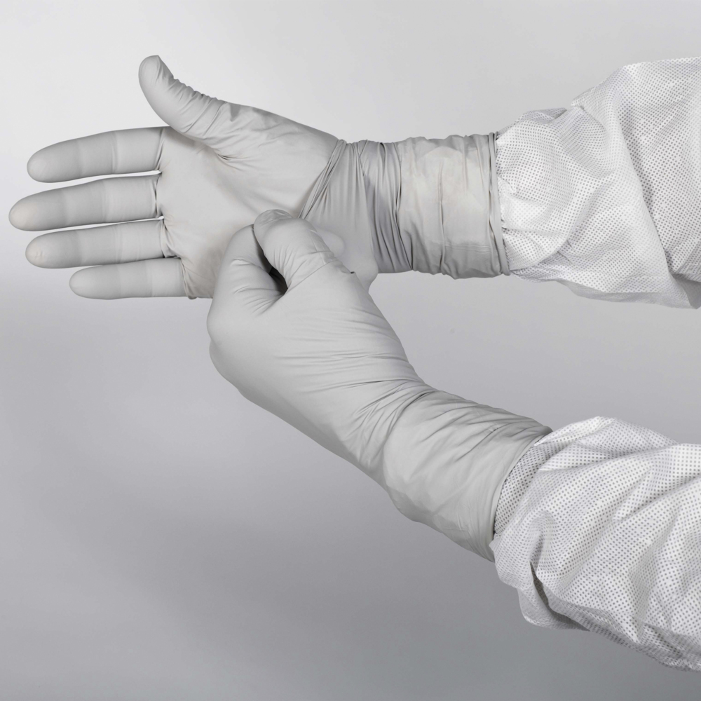 Kimtech™ G3 Sterile Sterling™ Nitrile Gloves (11827), 4 Mil, Cleanrooms, Hand Specific, 12”, Size 9, Gray, 300 Pairs / Case - 11827