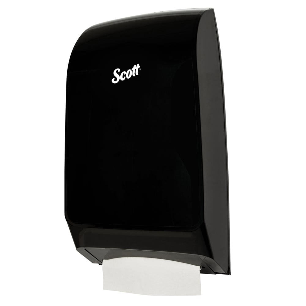 Distributrice pour essuie-mains pliés Scottfold de Scott (39711), 10,6 po x 18,79 po x 5,48 po, distributeur d’essuie-mains moderne, noire - 39711