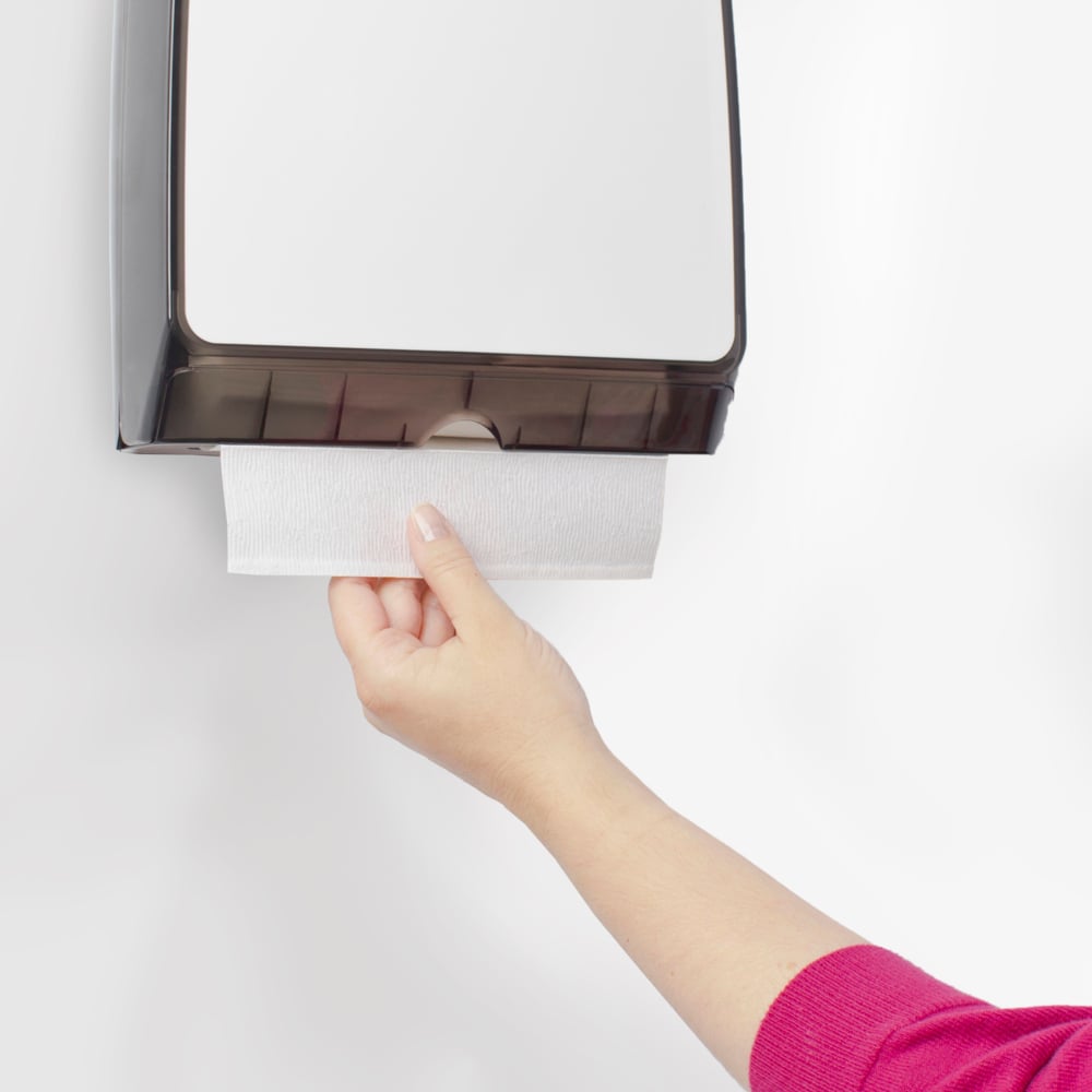 Distributrice pour essuie-mains pliés Premiere de Kleenex (39640), 10,6 po x 18,79 po x 5,48 po, distributeur d’essuie-mains moderne, blanche - 39640