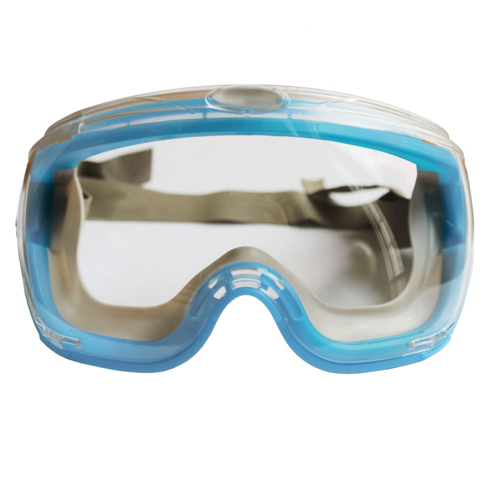 KleenGuard™ V80 Revolution™ OTG Safety Goggles (14399), with Anti-Fog Coating, Clear Lenses, Blue Frame, Unisex for Men and Women (Qty 30) - 14399