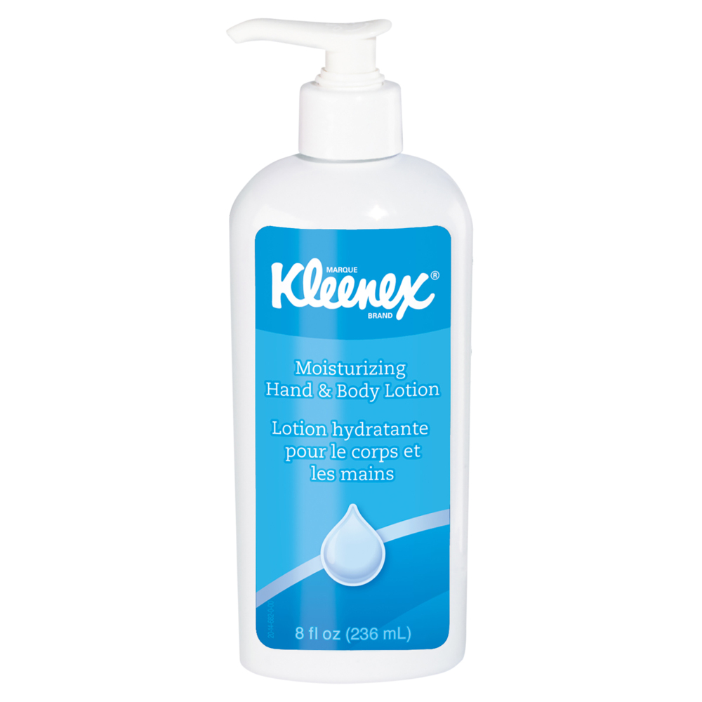 Kleenex® Moisturizing Hand and Body Lotion (35363), 8 oz. Pump Bottles, White, Fresh Scent, NSF E-4 Rated, (12 Bottles/Case) - 35363