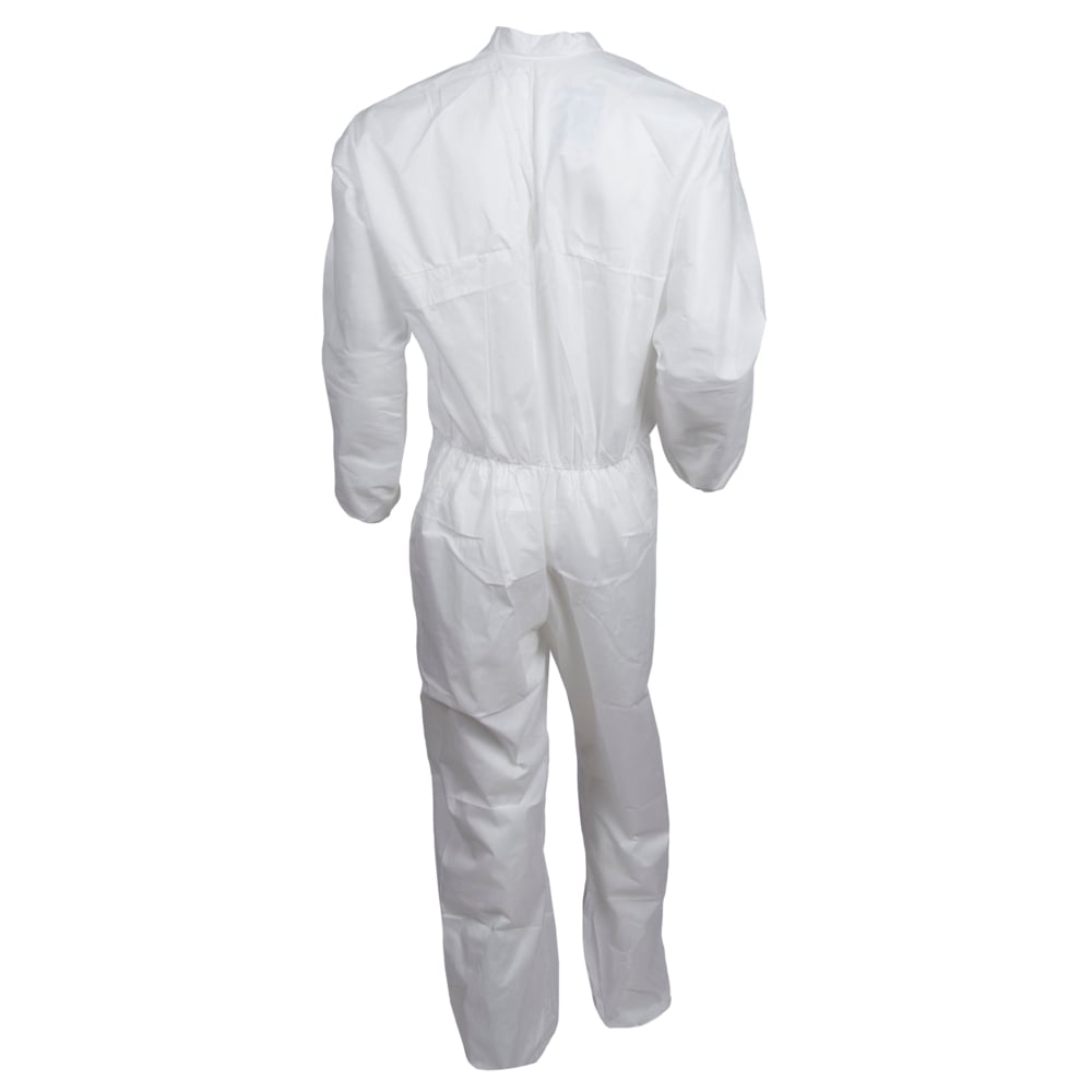 KleenGuard™ A10 Light Duty Coveralls (10625), Zip Front, Elastic Wrists, Breathable Material, White, 3XL, 25 / Case - 10625