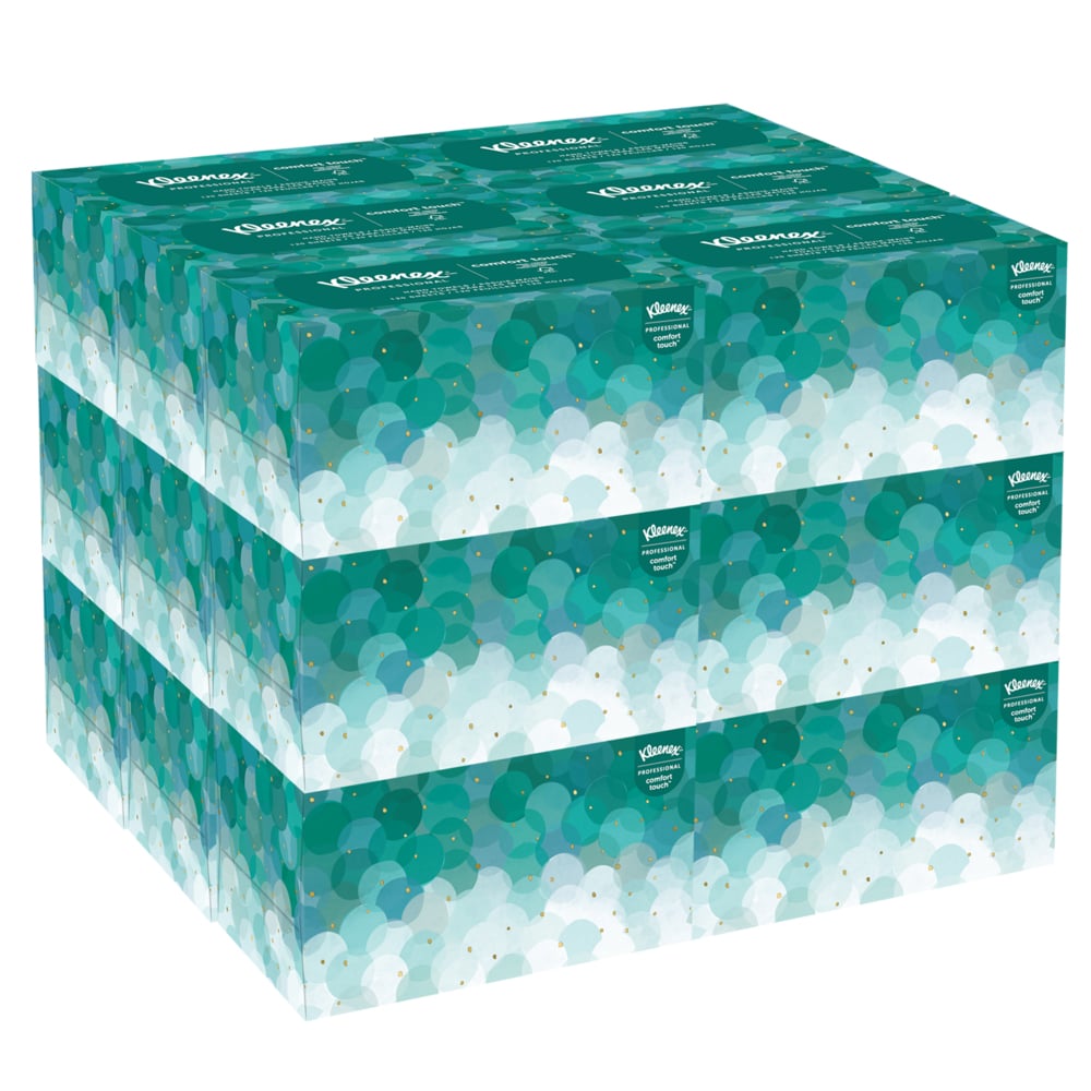 Essuie-mains Kleenex (11268) ultra-doux et absorbants, boîte Pop-Up, 18 boîtes/caisse, 70 essuie-mains/boîte, 1 260 feuilles/caisse - 11268