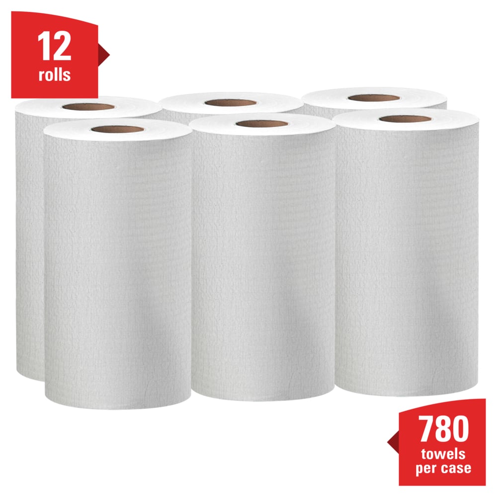 WypAll® GeneralClean™ X60 Multi-Task Cleaning Cloths (35421), Small Roll, Strong and Absorbent Towels, White (130 Sheets/Roll, 6 Rolls/Case, 780 Sheets/Case) - 35421