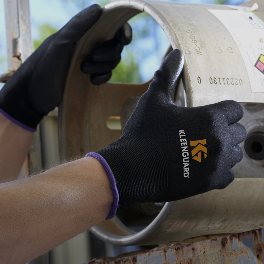 Gants recouverts de polyuréthane KleenGuard G40 (37726), TG, dextérité supérieure, noirs, 6 paires pour sac de distribution, 10 sacs/caisse - 37726