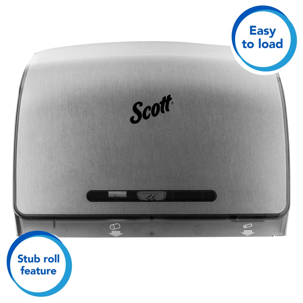 Scott® Pro Coreless Jumbo Roll Toilet Paper Dispenser (39709), Stainless, 14.13" x 10.39" x 5.87" (Qty 1) - 39709