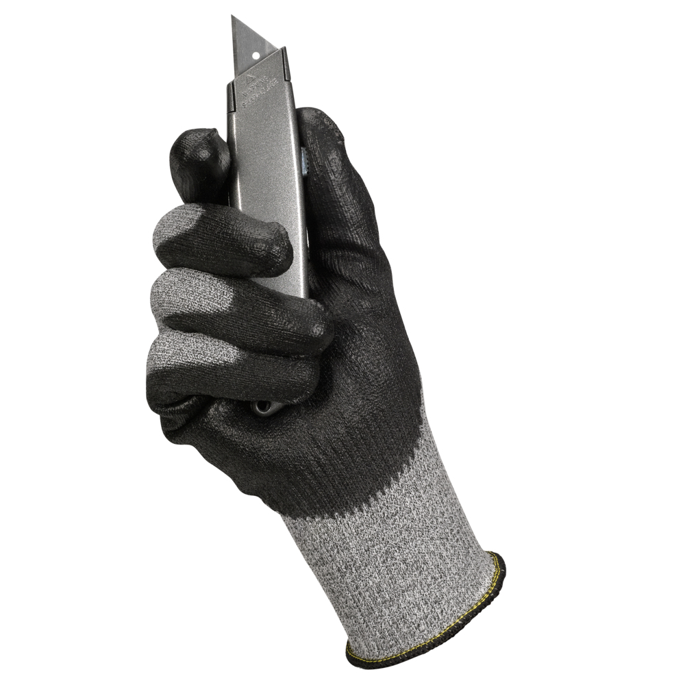 KleenGuard™ G60 EN Level 5 Polyurethane Coated Cut Resistant Gloves (98236), Black, Medium, 12 Pairs / Bag, 1 Bag - 98236