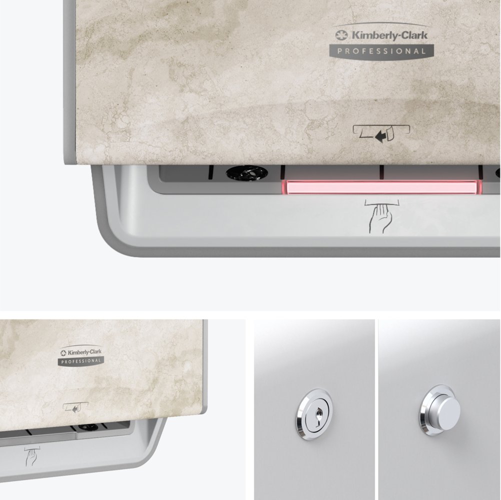 Kimberly-Clark Professional™ ICON™ Automatic Hard Roll Towel Dispenser (58740), with Warm Marble Design Faceplate, 16.53" x 12.41" x 10.19" (Qty 1) - 58740