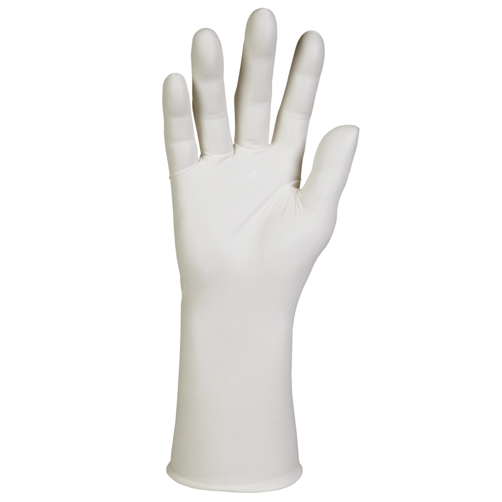 Gants stériles en nitrile blanc stériles Kimtech G3 (56894), pour les salles blanches de classe 4 ISO ou supérieures, 6 mil, spécifiques à la main, 12 po, taille 9, 200 paires/caisse, 4 sacs de 50 paires - 56894