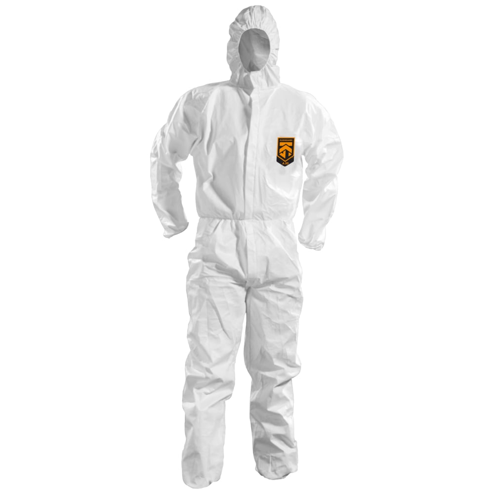 KLEENGUARD A50 Breathable Splash & Particle Protection Coveralls - Hooded / White / XL - 51927