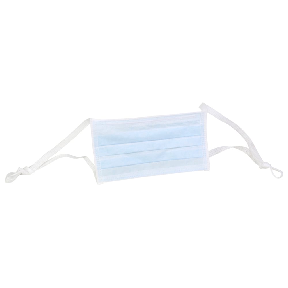 Kimtech™ M5 Pleat-Style Face Masks (62742), Soft Ties, Double Bag, Blue, One Size, 300 Masks / Case, 50 / Bag, 6 Bags - 62742