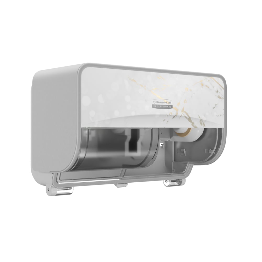 Kimberly-Clark Professional™ ICON™ Coreless Standard Roll Horizontal Toilet Paper Dispenser 2 Roll (58732), with Cherry Blossom Design Faceplate, 7.9" x 12.4" x 6.42" (Qty 1) - 58732