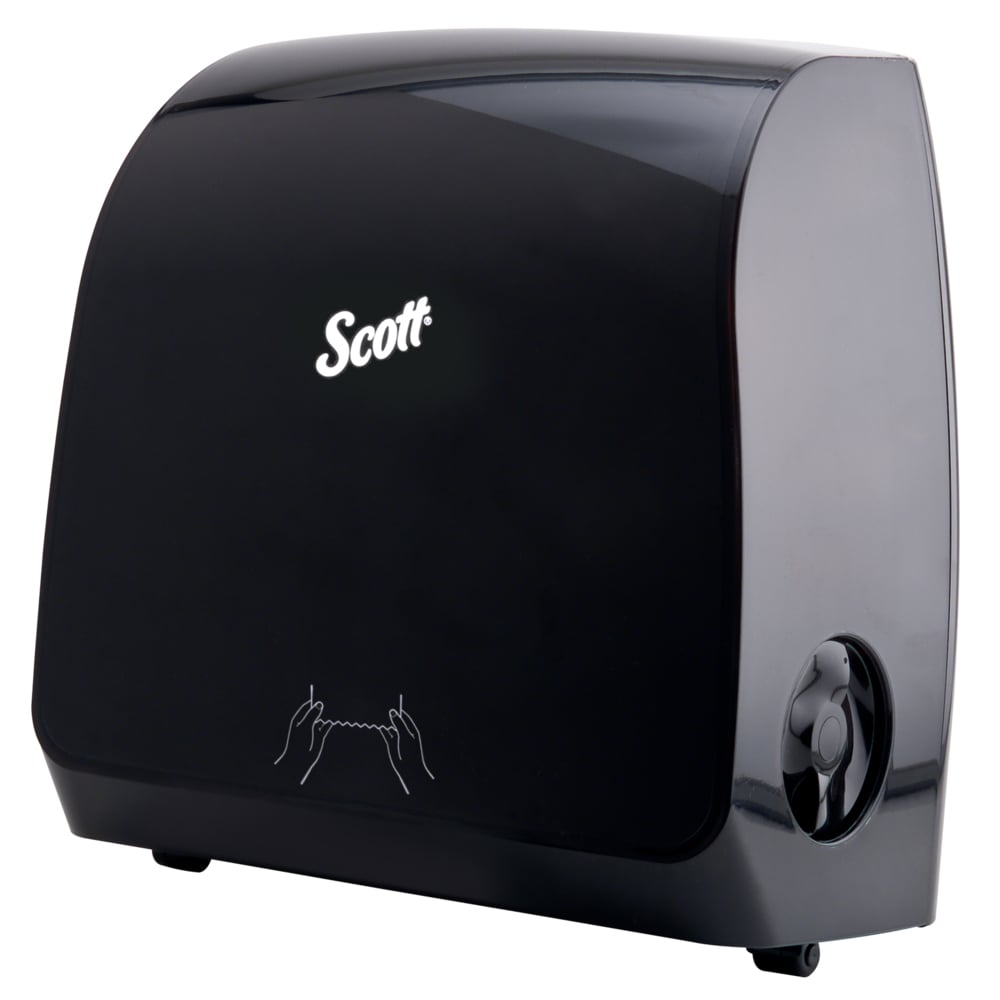 Scott® Slimroll™ Manual Towel Dispenser (47089), Black, for Scott® Pink Core Towels, 12.65" x 13.02" x 7.18" (Qty 1) - 47089