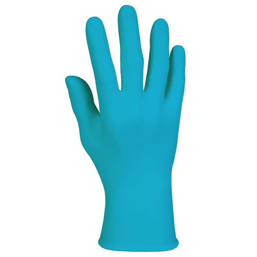 Gants d’examen en nitrile bleu lisse de Kimberly-Clark (50582), 6 mil, ambidextres, 9,5 po, TG, 90/boîte, 10 boîtes, 900 gants/caisse - 50582