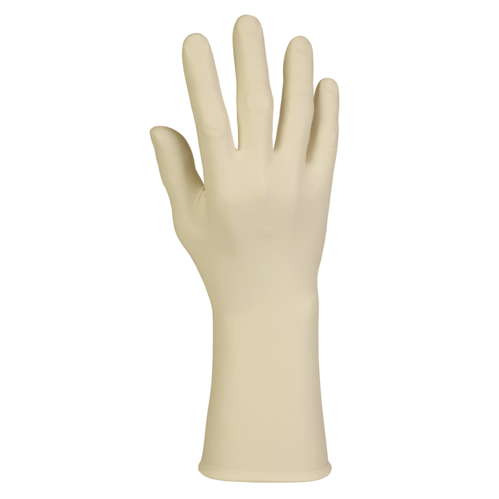 Kimtech™ G5 Sterile Latex Gloves (56857), ISO Class 5 or Higher Cleanrooms, 8 Mil, Hand Specific, 12”, Size 9.0, Natural Color, 200 Pairs / Case, 4 Bags of 50 Pairs - 56857