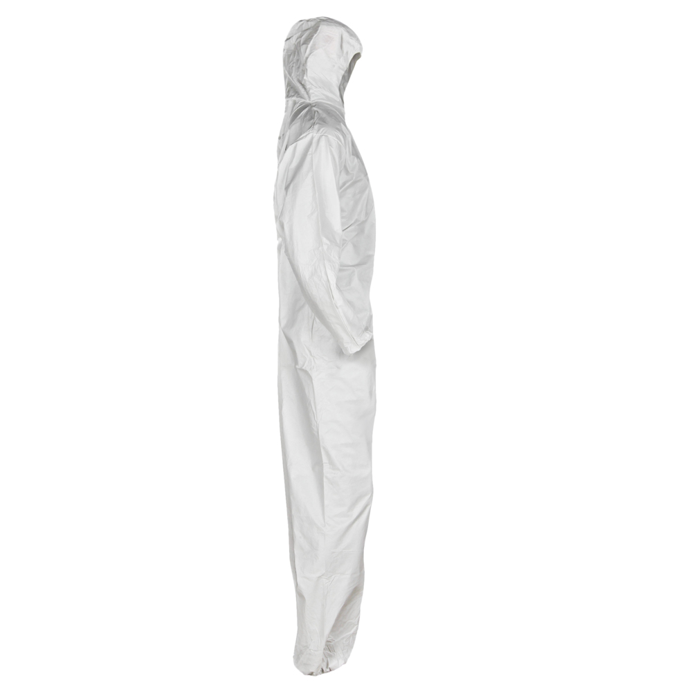 KleenGuard™ A20 Breathable Particle Protection Hooded Coveralls (49113), REFLEX Design, Zip Front, Elastic Wrists & Ankles, White, Large, 24 / Case - 49113