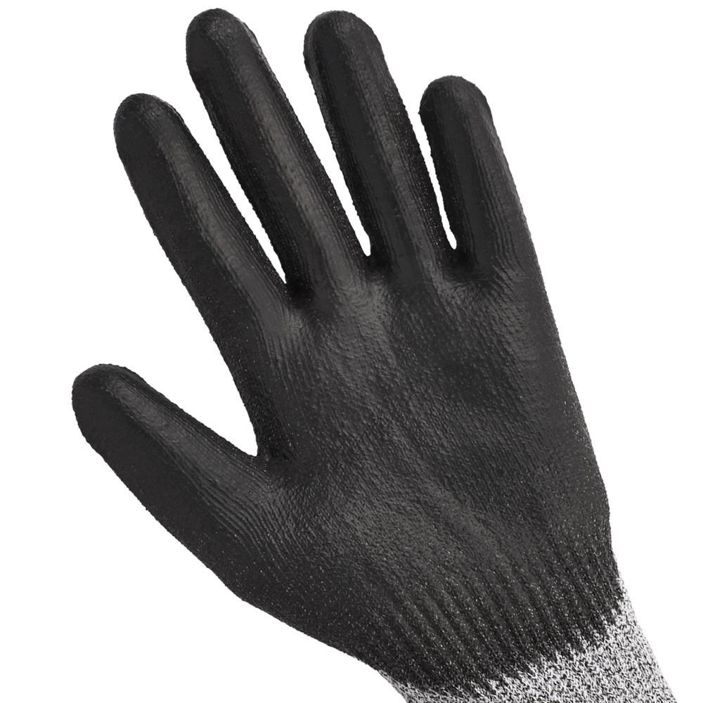 Gants enduits de polyuréthane résistant aux coupures de niveau 5 KleenGuard G60 (98237), noirs, grands, 12 paires/sac, 1 sac - 98237