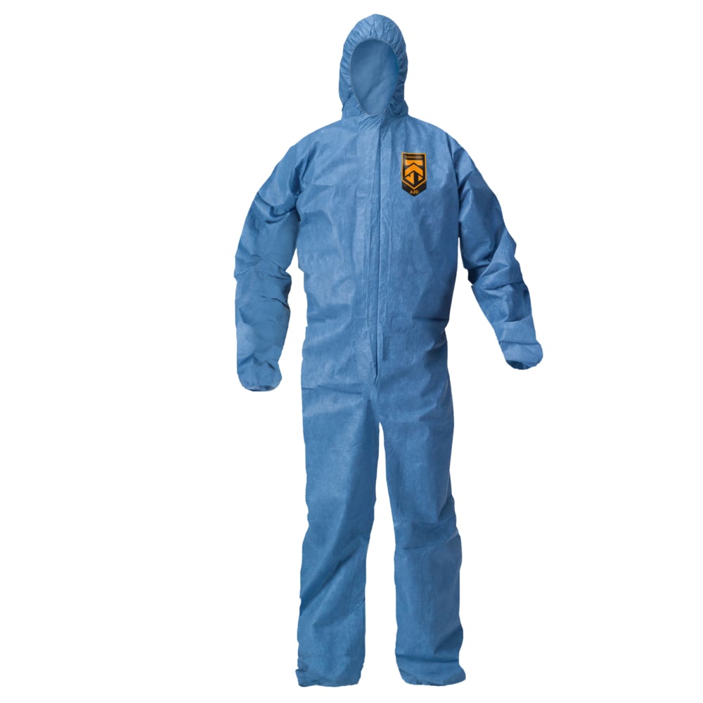 KleenGuard™ A20 Breathable Particle Protection Hooded Coveralls (58515), REFLEX Design, Zip Front, Elastic Wrists & Ankles, Blue Denim, 2XL, 24 / Case - 58515