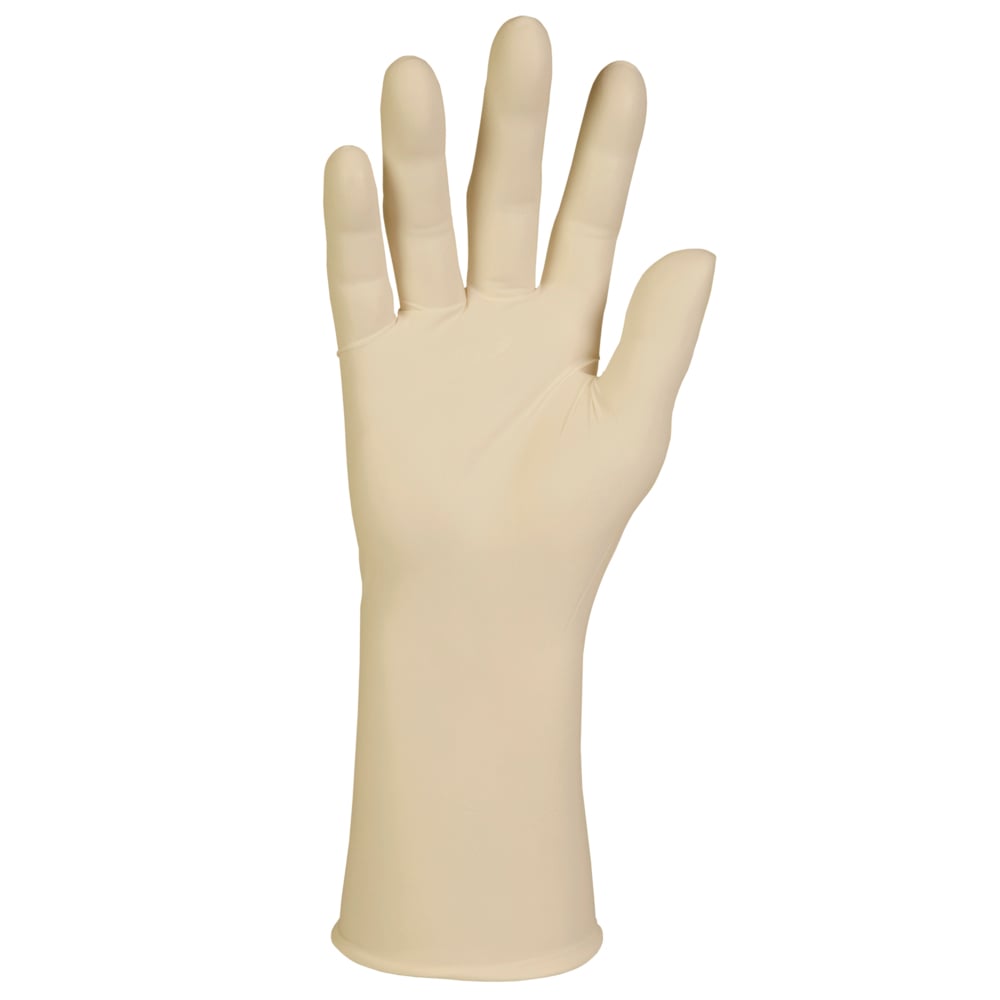 Gants en latex Kimtech G3 (56829), pour les salles blanches de classe 4 ISO ou supérieures, 8 mil, spécifiques à la mains, 12 po, moyens, couleur naturelle, 200 paires/caisse, 4 sacs de 50 gants (paquets multiples) - 56829