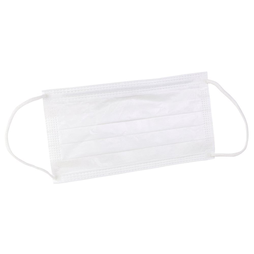 Masques faciaux stériles Kimtech M3 (62470), style plissé, attaches en tricot, 7 po, emballage double, blancs, taille unique. 200 masques/caisse, 20/sac, 10 sacs - 62470