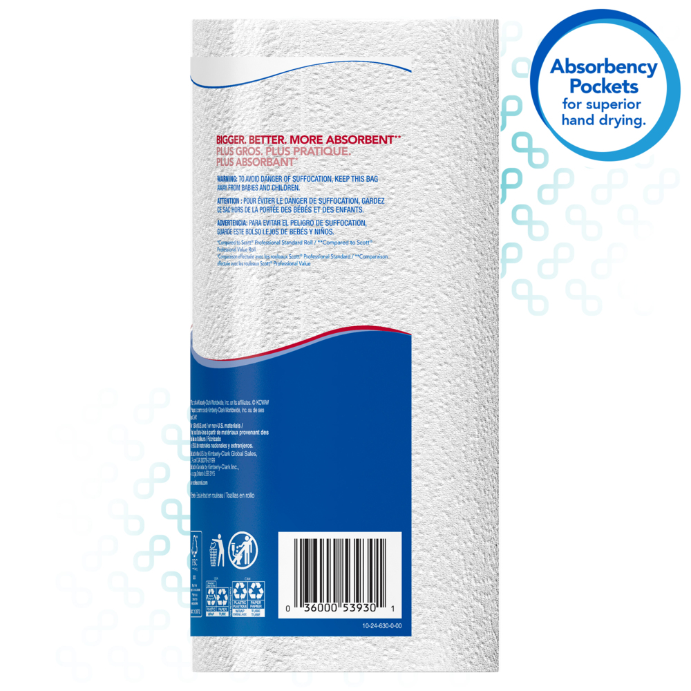 Scott® Professional Kitchen Paper Towels (53930), with Fast-Drying Absorbency Pockets™, White, Perforated MEGA Paper Towel Rolls, (20 Rolls/Case, 112 Sheets/Roll, 2,240 Sheets/Case) - 53930