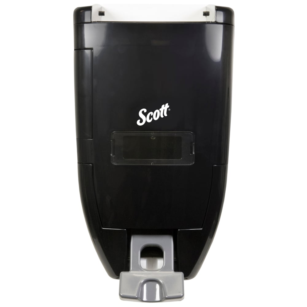 Distributrice de savon à poussoir Scott Sani-Tuff (92013), 10,8 po x 7,0 po x 17,8 po, recharges de savon de 3,5 ou de 8 litres, fumée/noire, 1/caisse - 92013