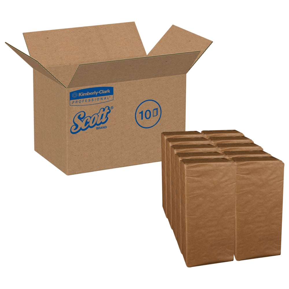 Scott® Dinner Paper Napkins (98200), Disposable, White, 1/8 Fold, 2-Ply, 10 Packs of 300 Beverage Napkins (3,000 / Case) - 98200