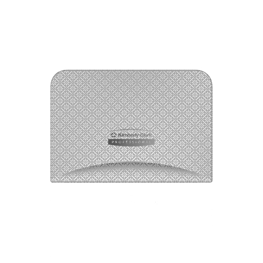 Plaque de revêtement ICON™ de Kimberly-Clark Professional (58761), au motif de mosaïque argentée, pour distributrice de deux rouleaux verticaux de papier hygiénique en rouleau standard sans mandrin; une plaque de revêtement par caisse - 58761