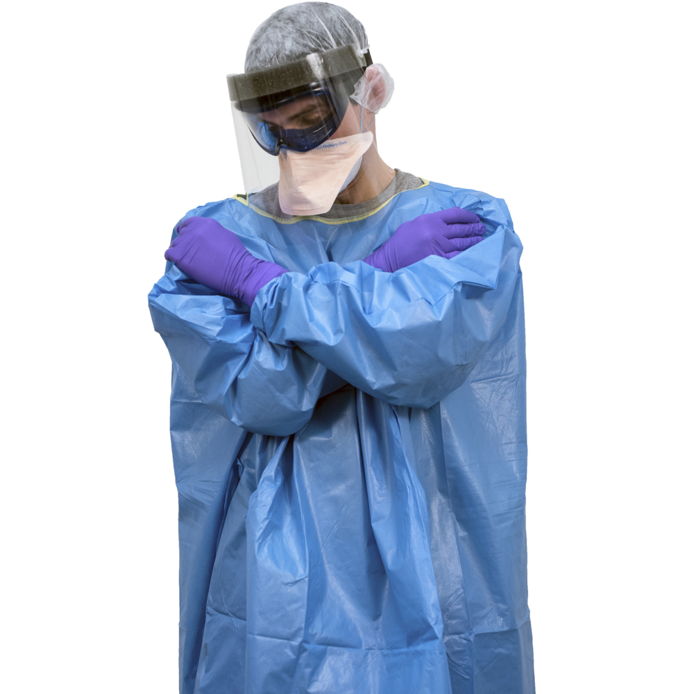 Kimtech A7 Certified Liquid Barrier Gown (47994), Splash Protection, Low Lint, Blue, 2XL, 100 / Case, 10 Bags, 10 Gowns / Bag - 47994