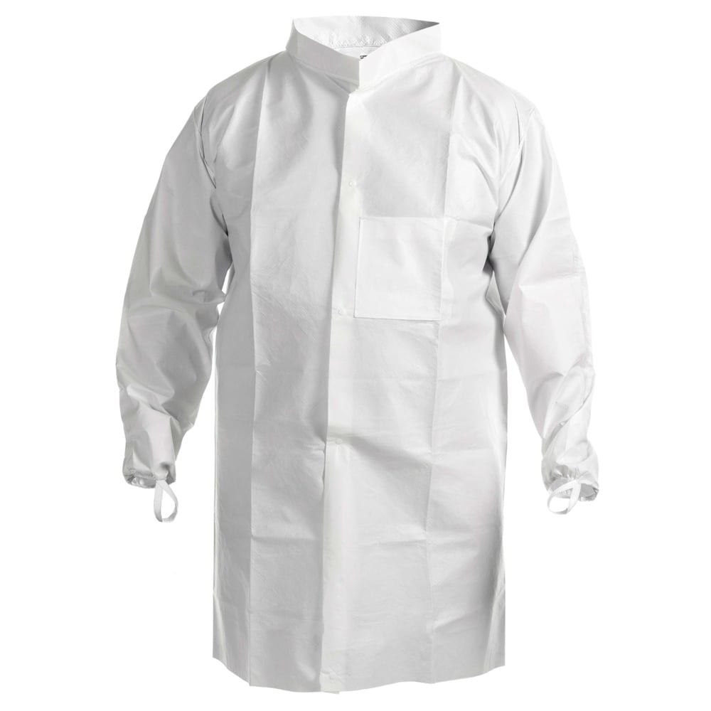 Kimtech™ A7 Cleanroom Lab Coat (47657), High Collar, Thumb Loops, Splash Protection, Anti-Static, Double Bag, 6XL, 30 / Case - 47657