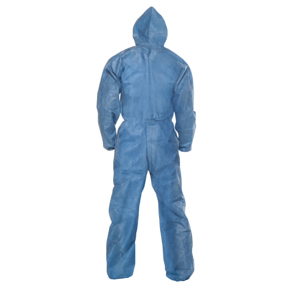 KleenGuard™ A20 Breathable Particle Protection Hooded Coveralls (58513), REFLEX Design, Zip Front, Elastic Wrists & Ankles, Blue Denim, Large, (Qty 24) - 58513