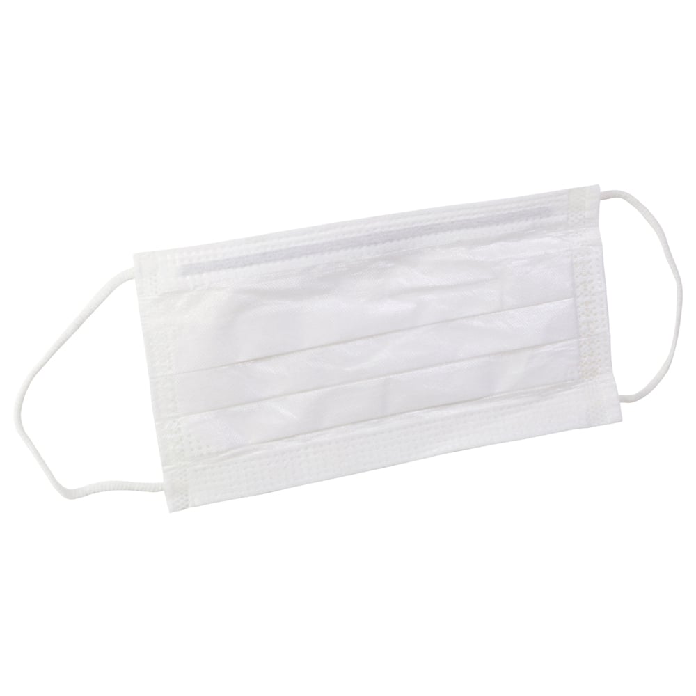 Kimtech™ M3 Pleat-Style Face Masks (62465), Knitted Ear Loops, Double Bag, White, One Size, 500 Masks / Case, 50 / Bag, 10 Bags - 62465