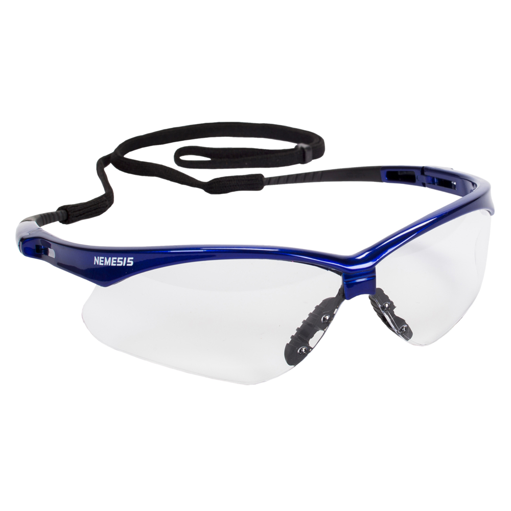 KleenGuard™ Nemesis™ Safety Glasses (47384), with KleenVision™ Anti-Fog Coating, Clear Lenses, Metallic Blue Frame, Unisex for Men and Women (Qty 12) - 47384