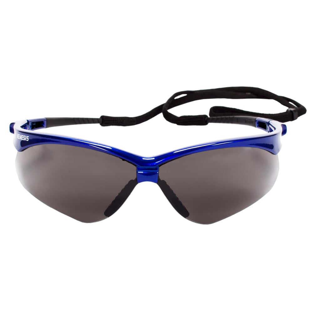 KleenGuard™ Nemesis™ Safety Glasses (47387), with KleenVision™ Anti-Fog Coating, Smoke Lenses, Metallic Blue Frame, Unisex for Men and Women (Qty 12) - 47387