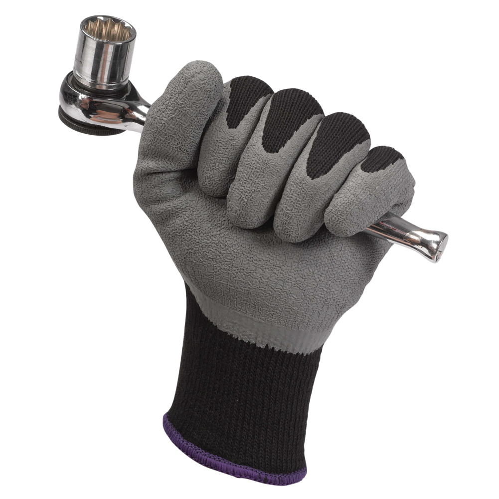 Gants recouverts de latex Kleenguard G40 (97272), noirs et Gris, grands (9), 60 paires/caisse, 5 sacs de 12 paires - 97272