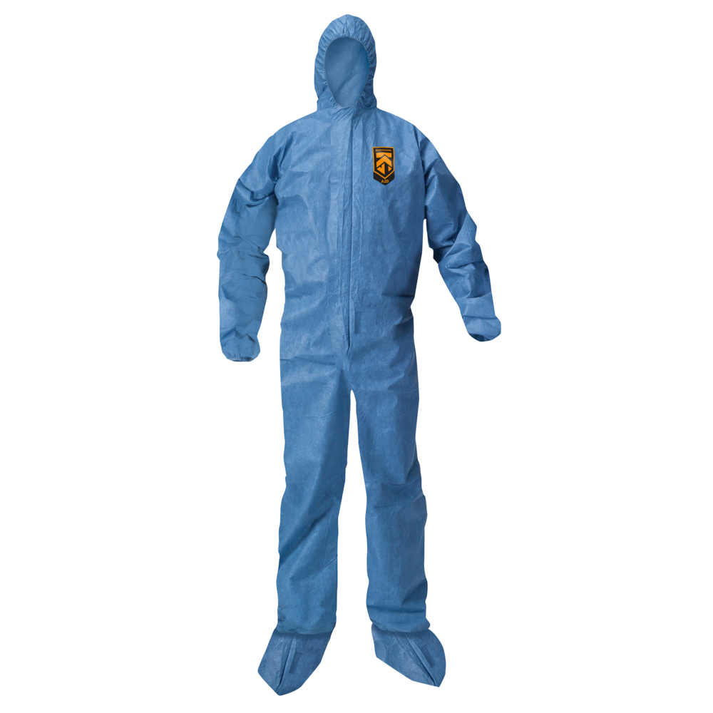 KleenGuard™ A20 Breathable Particle Protection Hooded Coveralls (58527), REFLEX Design, Zip Front, Hood, Boots, Blue, 4XL, (Qty 20) - 58527